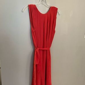 Coral Banana Republic Pleated Dress